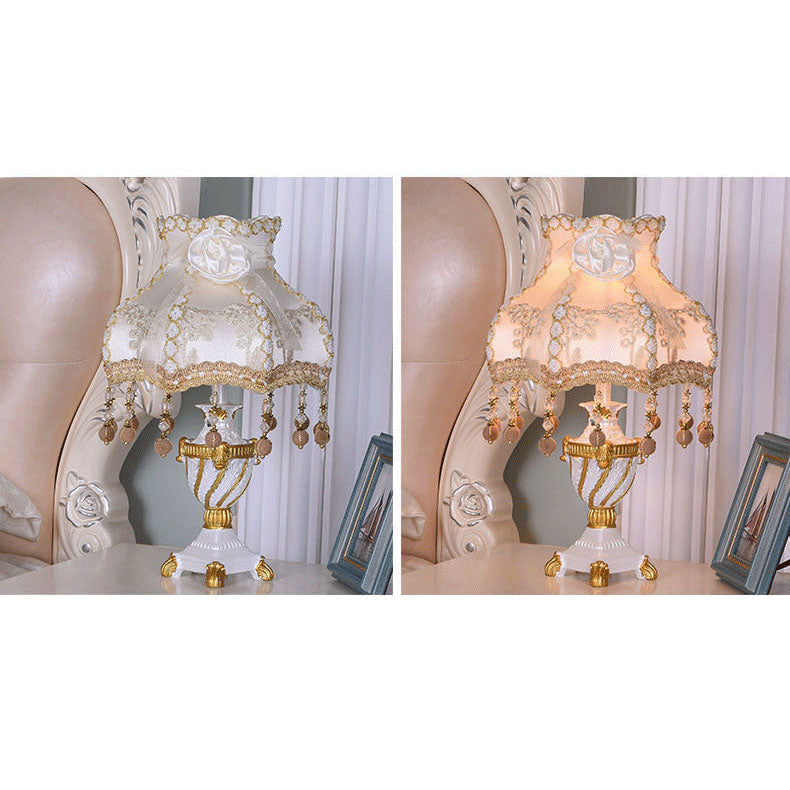 Luxury Lace Resin 1-Light Table Lamp - European Design