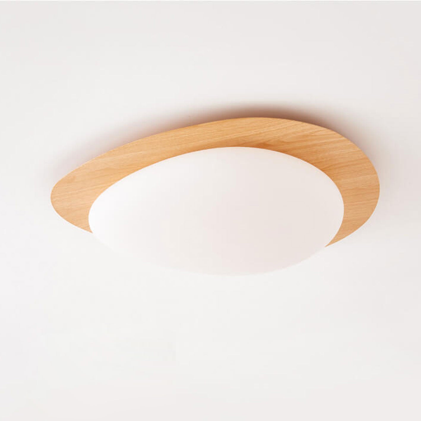 Nordic Wood Grain Pebble LED Flush Mount Ceiling Light