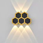 Premium Hexagonal Black and Gold LED Outdoor Wall Sconce