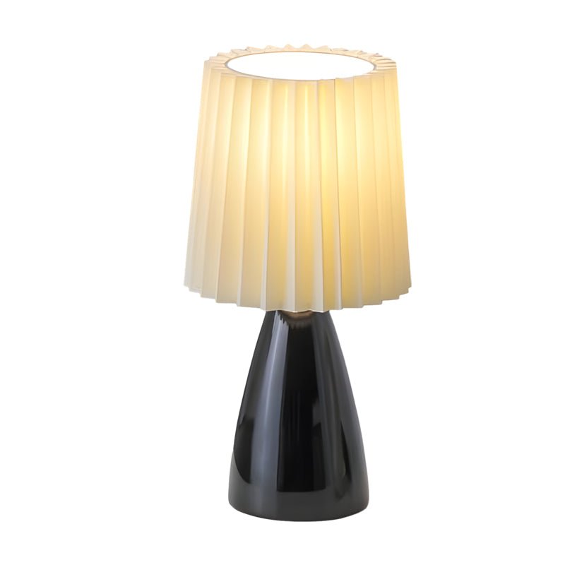 12-Inch Dimmable Glass Table Lamp with Pleated Shade