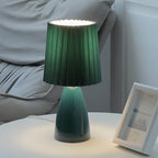12-Inch Dimmable Glass Table Lamp with Pleated Shade