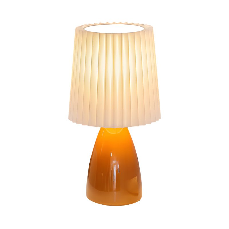 12-Inch Dimmable Glass Table Lamp with Pleated Shade