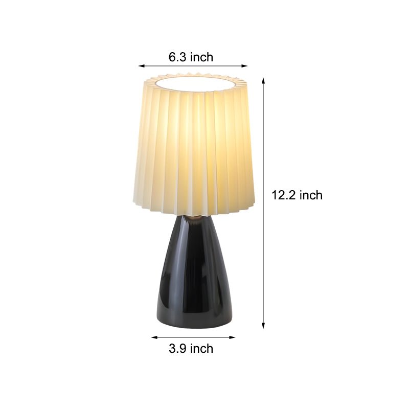 12-Inch Dimmable Glass Table Lamp with Pleated Shade