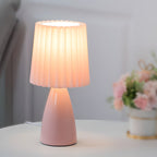 12-Inch Dimmable Glass Table Lamp with Pleated Shade