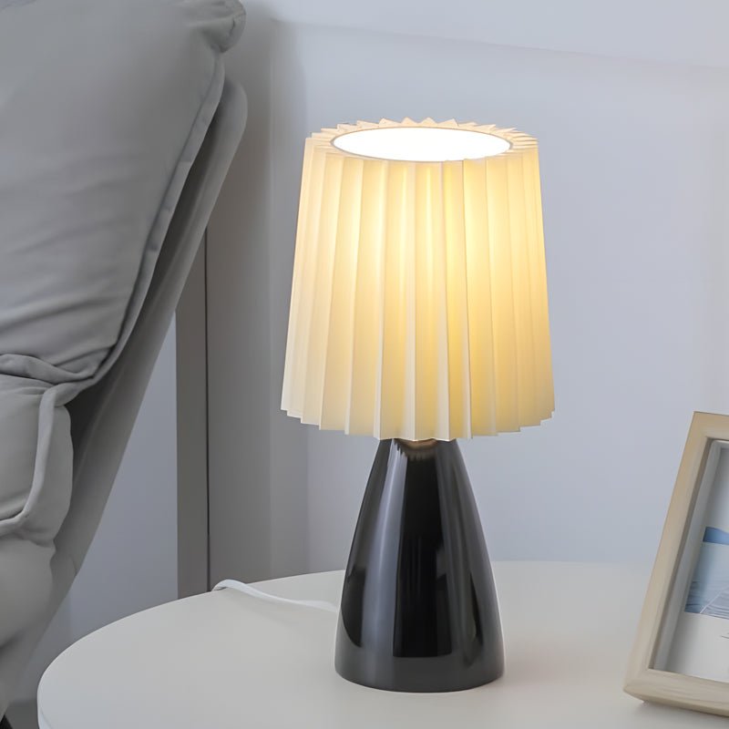 12-Inch Dimmable Glass Table Lamp with Pleated Shade