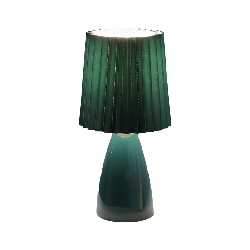 12-Inch Dimmable Glass Table Lamp with Pleated Shade