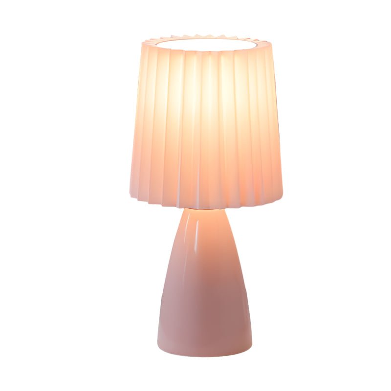 12-Inch Dimmable Glass Table Lamp with Pleated Shade