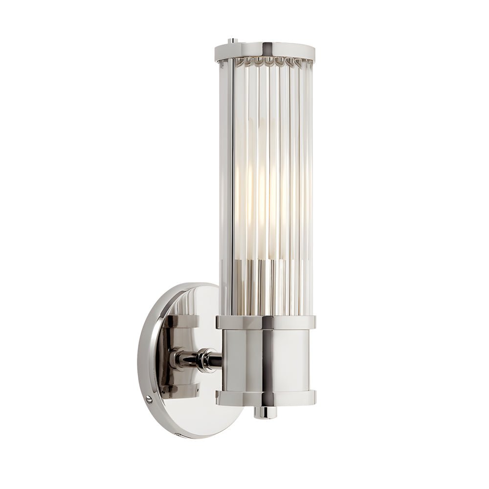 Contemporary Chrome and Gold Wall Sconce with Clear Glass Cylinder Shade
