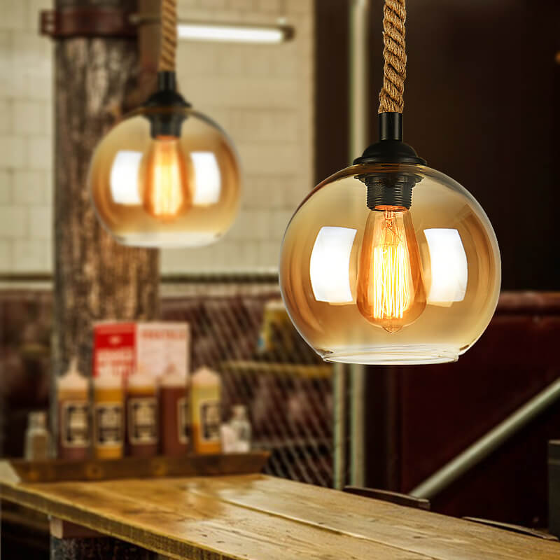 Vintage Glass Globe Pendant Light