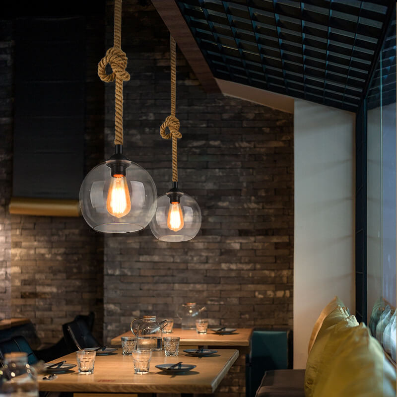 Vintage Glass Globe Pendant Light