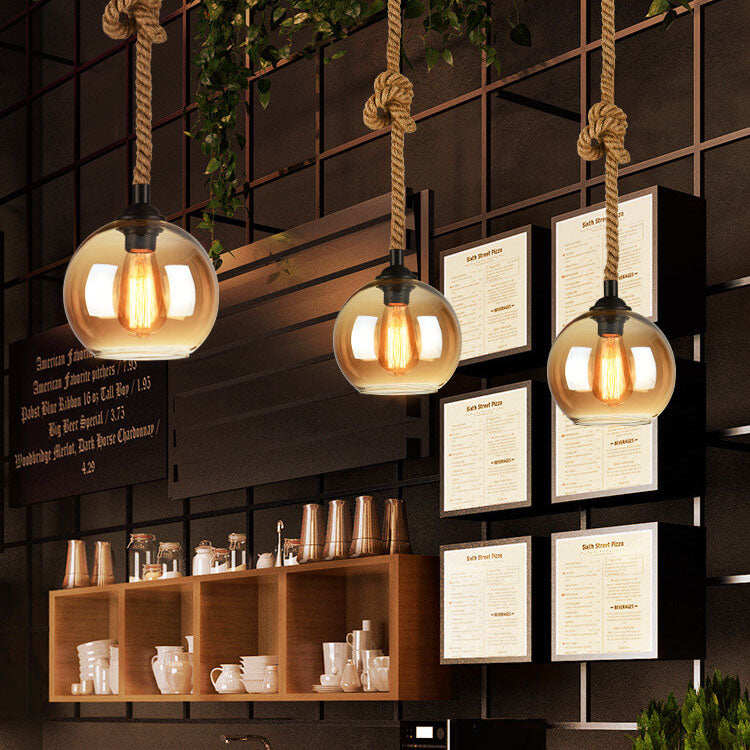 Vintage Glass Globe Pendant Light