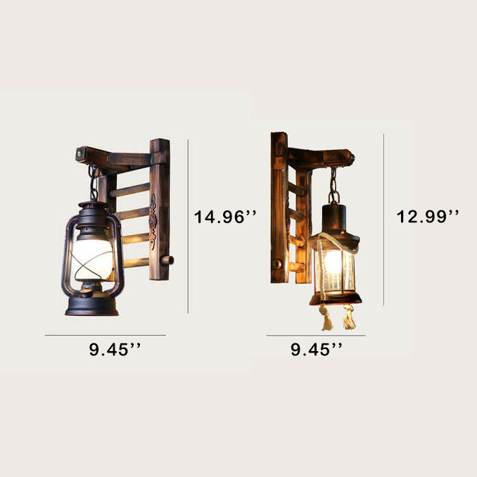 Premium Vintage Bamboo Weaving Kerosene Wall Sconce Lamp