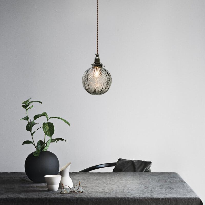Vintage Lotus Glass Globe Pendant Light