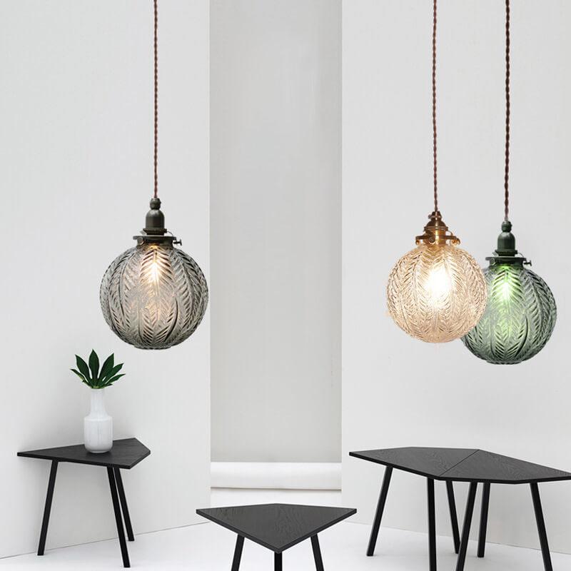 Vintage Lotus Glass Globe Pendant Light