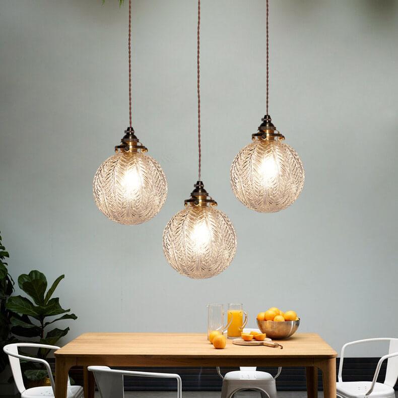 Vintage Lotus Glass Globe Pendant Light
