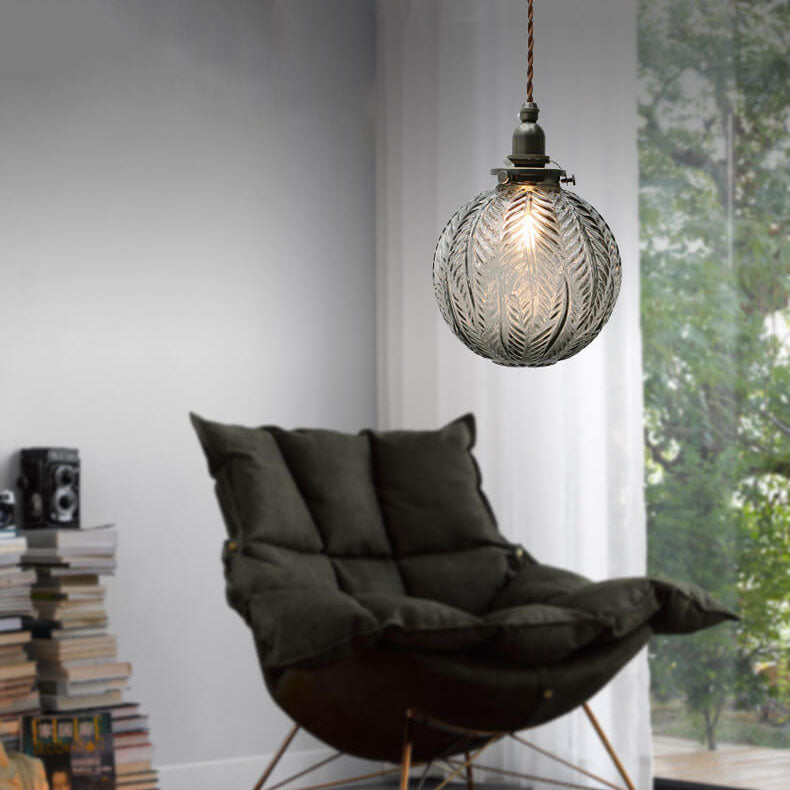 Vintage Lotus Glass Globe Pendant Light