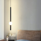 Contemporary Long Cylinder LED Pendant Light with Metal Ball Accent