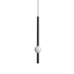 Contemporary Long Cylinder LED Pendant Light with Metal Ball Accent