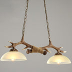 Vintage Antler Glass Bowl Chandelier
