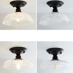 Nordic Vintage Floral Round Semi-Flush Mount Ceiling Light