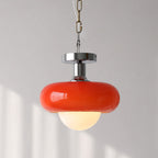 Contemporary Glass Egg Tart 1-Light Flush Mount Fixture