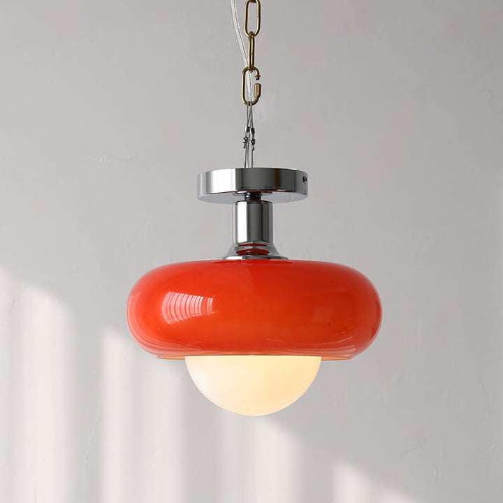 Contemporary Glass Egg Tart 1-Light Flush Mount Fixture