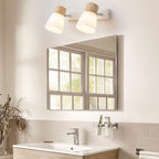 Minimalist Rubber Wood & Iron Wall Sconce