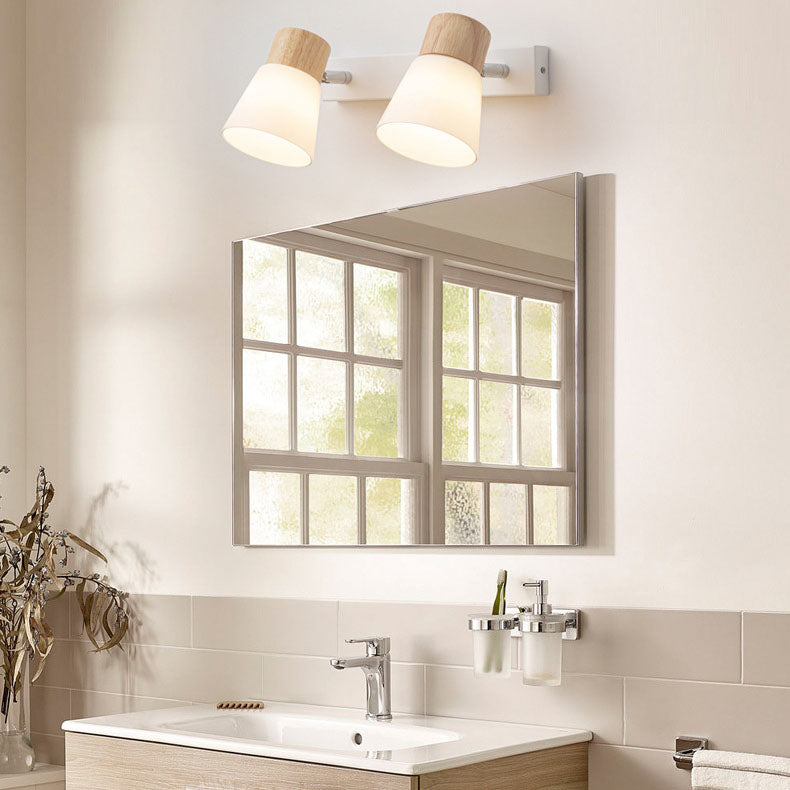 Minimalist Rubber Wood & Iron Wall Sconce