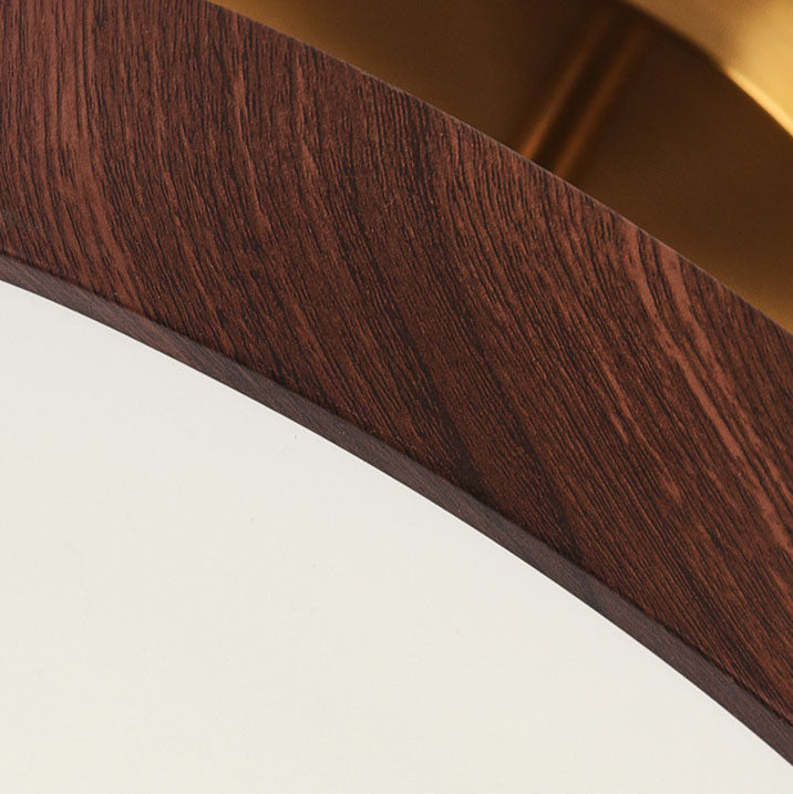 Minimalist Japanese Wood Grain Round LED Semi-Flush Mount