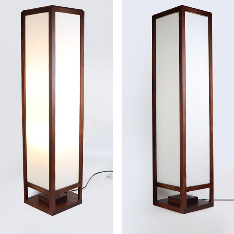 Premium Rectangular Parchment Wood Floor Lamp - 1-Light Design for Entertainment Spaces