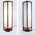 Premium Rectangular Parchment Wood Floor Lamp - 1-Light Design for Entertainment Spaces