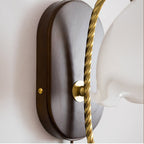 Vintage French Cream Glass Petal Wall Sconce Lamp