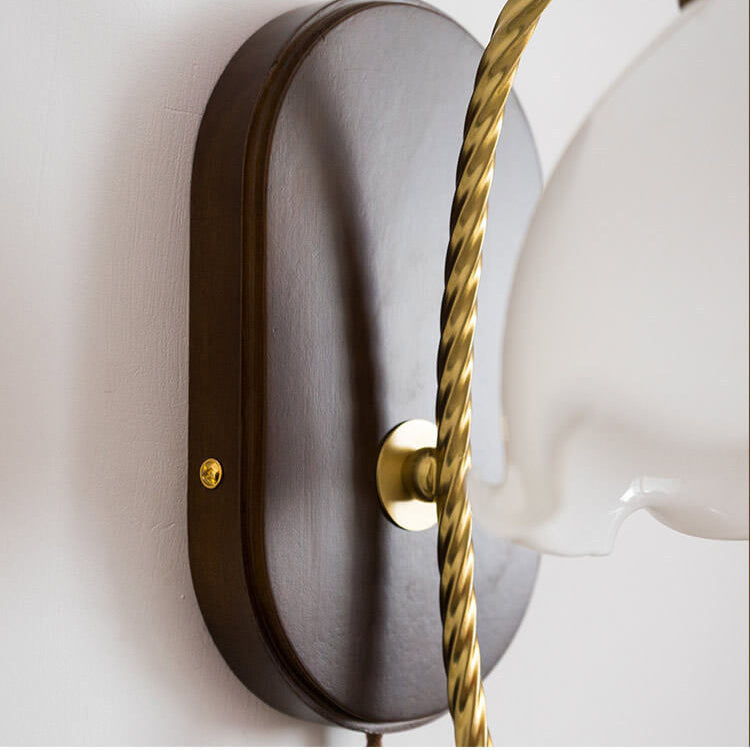 Vintage French Cream Glass Petal Wall Sconce Lamp