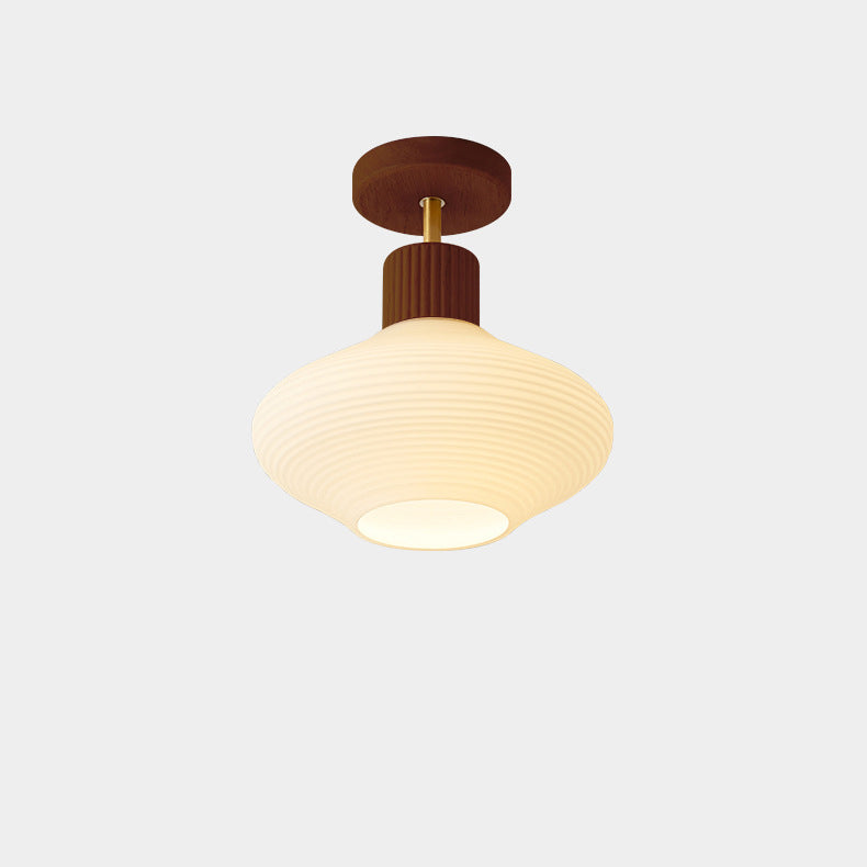 Nordic Striped Glass Oval Semi-Flush Mount Ceiling Light