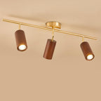 Nordic Minimalist Walnut Wood LED Linear Track Ceiling