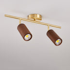 Nordic Minimalist Walnut Wood LED Linear Track Ceiling