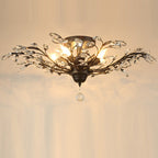 European Style Iron and Crystal Semi-Flush Mount Ceiling Light - 4/5/6 Lights for Living Room