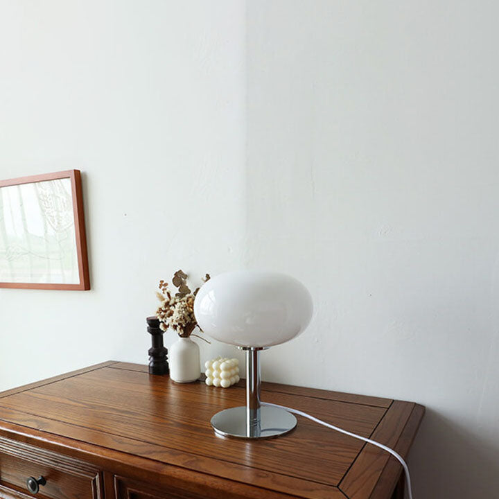 Vintage Cream Round Glass Table Lamp - Nordic Design