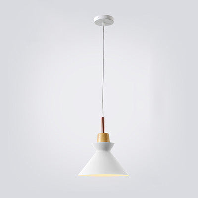 Oak & Iron Cone Pendant Light