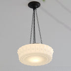 Vintage White Jade Glass Round Drum LED Ceiling Light