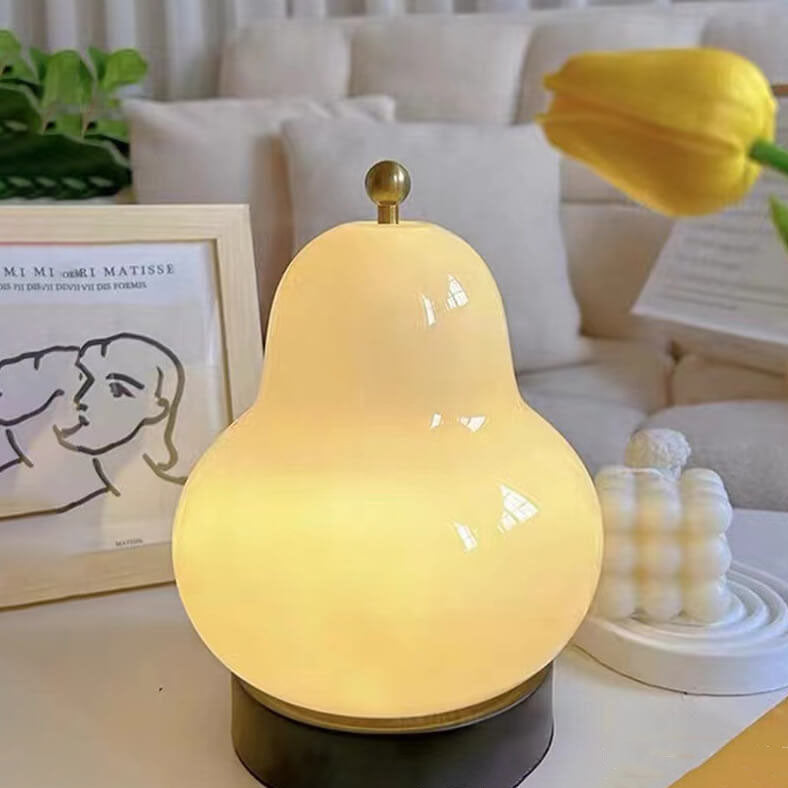 Rechargeable LED Touch Table Lamp - French Cream Pear Shape