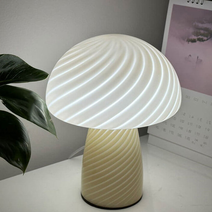 Contemporary Minimalist Glass Mushroom Table Lamp - 1 Light
