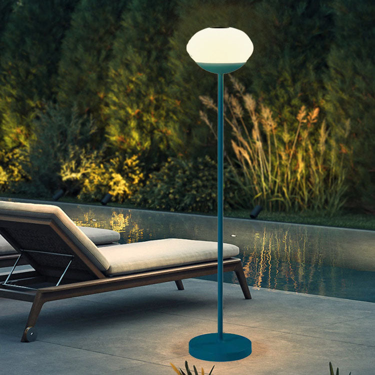 Modern Minimalist Solar LED Outdoor Floor Lamp - Wrought Iron Oval Design
