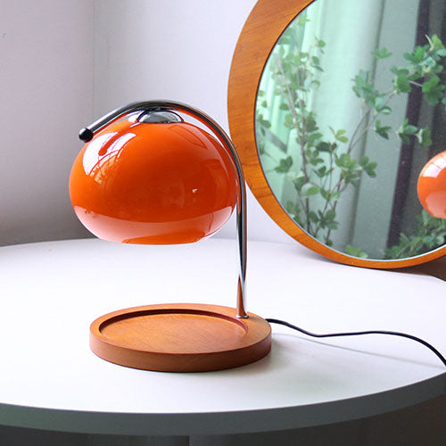 Premium Vintage Glass Dome Table Lamp with Solid Wood Base - 1-Light Melting Wax Design