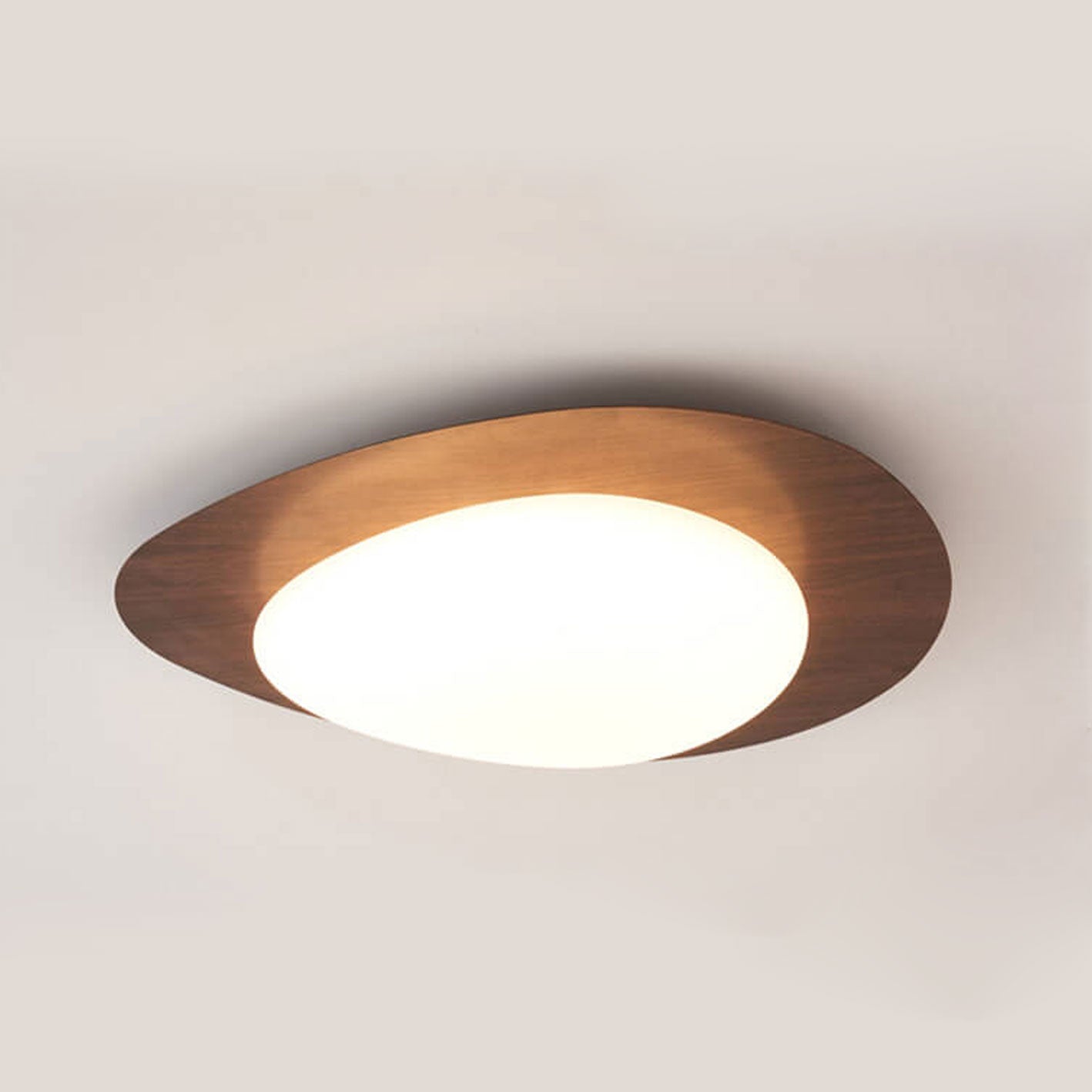 Nordic Wood Grain Pebble LED Flush Mount Ceiling Light