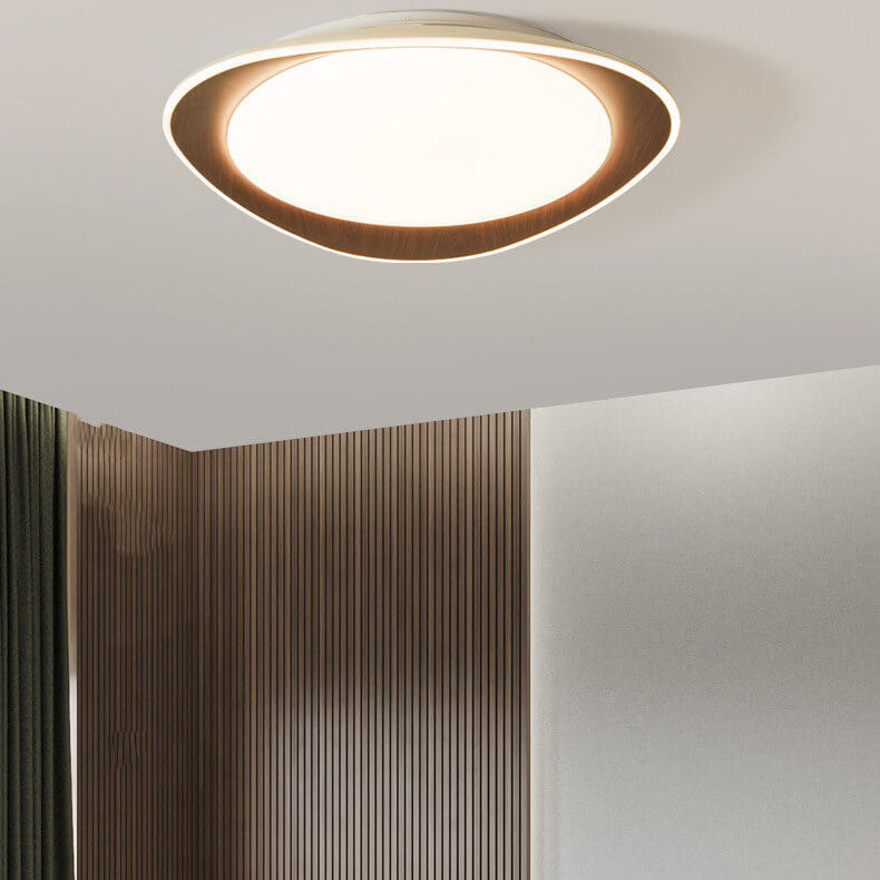 Contemporary Wood Grain Pebble LED Flush Mount Ceiling Light