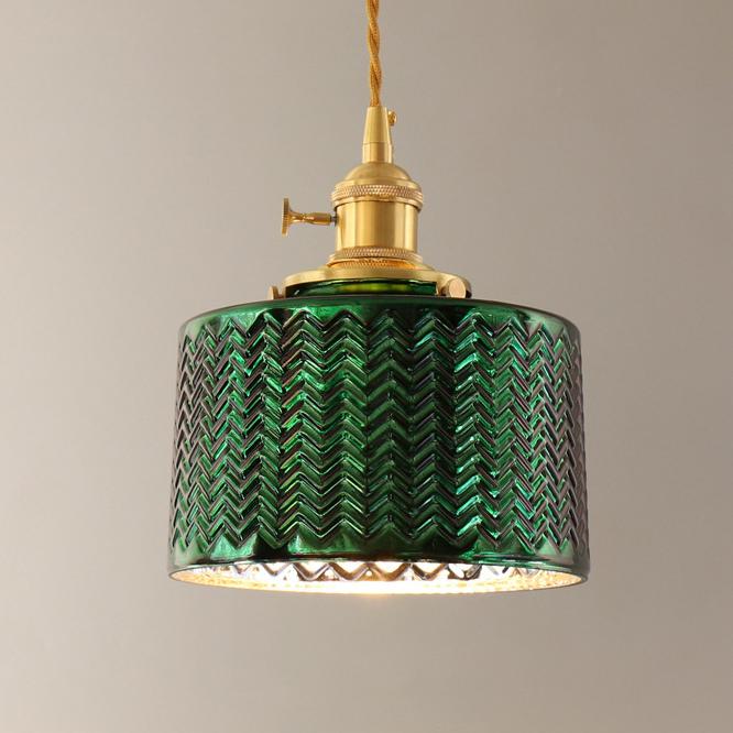 Nordic Vintage Green Brass Glass Island Chandelier - 1, 2, or 3 Lights