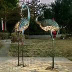 Modern Iron Crane LED Solar Waterproof Outdoor Landscape