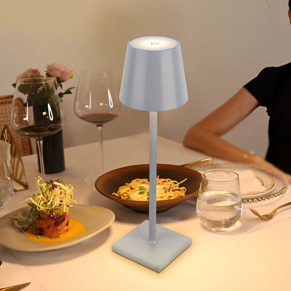 Rechargeable Aluminum Touch-Control Table Lamp - Top Hat Design