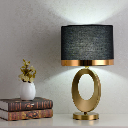Elegant Fabric Table Lamp with 1-Light Ring Base